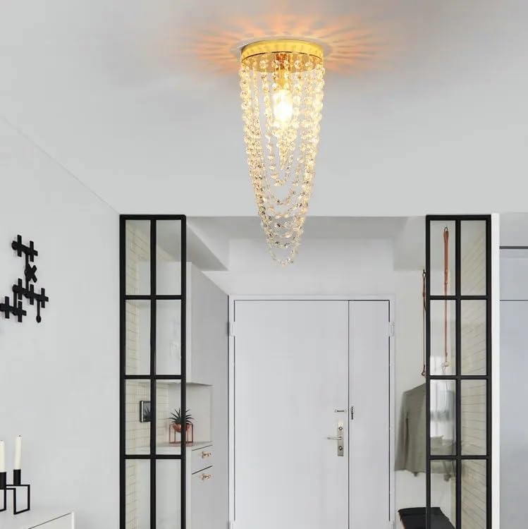 Plafonnier de luxe européen en cristal : sublimez enfin votre entrée avec ce luminaire or