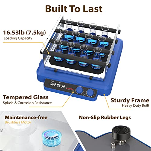 4E's Usa Orbital And Linear Shaker - Adjustable Speed 20-500 Rpm Orbital Shaker, 7.5 Kg Loading Capacity Laboratory Shaker Mixer With Both Orbital Linear Shaking Mode, Continuous And Timed Operations #TOP3