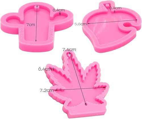 Miniatura 6 de 3 moldes de silicona de hojas de cactus, moldes de resina de cáñamo de hoja de maceta con 10 llaveros (DY0156+DY0403+DY0535+PJ)