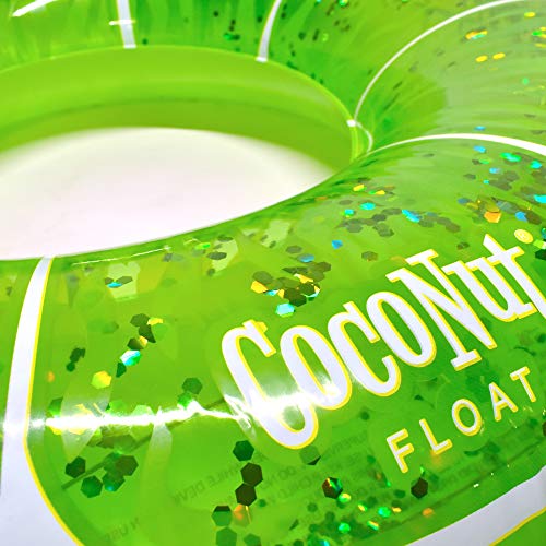 Lime Green Glitter Pool Float By Coconut Float – Giant Inflatable Raft – Durable Long Lasting 3.5 Foot Lounge Tube & Water Toy – Colorful Decoration For Tropical Parties, Events – Ages 8+ Years #TOP1