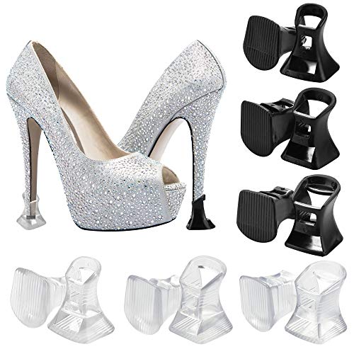 LYTIVAGEN 6 Paires de Protège-talon Protège-talons 3 Tailles Protège-talon pour Les Courses Les Mariages Les Occasions Formelles (Transparent et Noir)