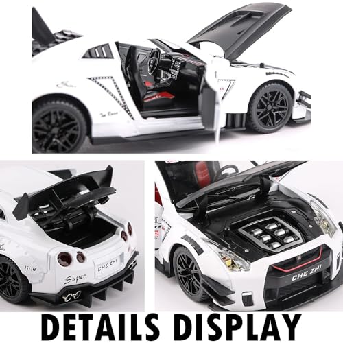 Image of 1:24 Scale Supra Toy Car Diecast Metal Model Toy Car for Kids Light Sound Pullback with Openable Doors