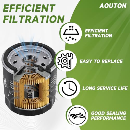 Image of 49065-0724 Oil Filter Replacement, for kawasaki FX850V FX801V FJ180V FH381-721V FH601-770D FX751-FX1000V Engine Models, 49065-7010 oil filter elment, AM107423 120-634 1016467, Pack of 2
