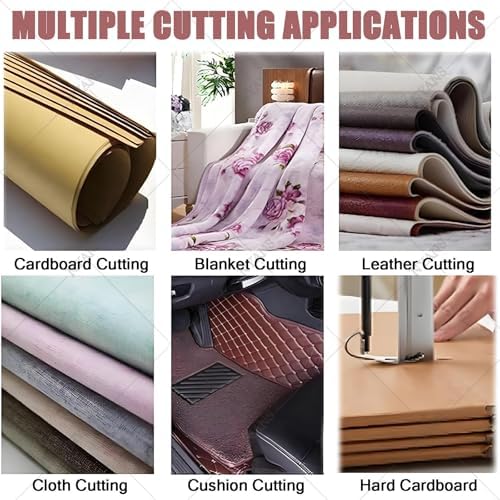 Professional Vertical Fabric Cutter with Automatic Sharpening, Industrial Leather and Carpet Cutting Machine, 6" Blade with LED Light for Precision Cutting
