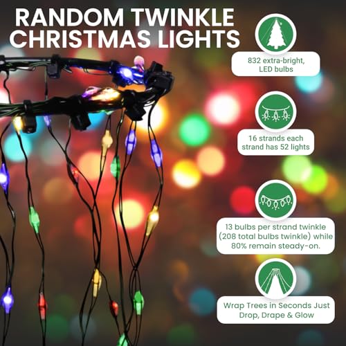 Luces de árbol de Navidad cascada LED multicolor para decorar sin enredos 5