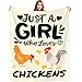 Cute Chicken Blanket Just A Girl Who Loves Chickens Blankets Soft Flannel Throw Blankets Bedding Decor Gifts for Kids Boys Girls Toddler Adults 50