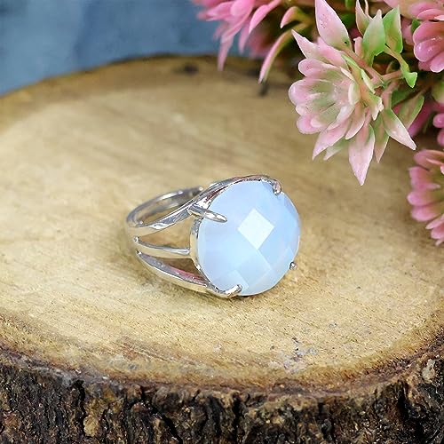Image of Reiki Crystal Products Adjustable Rings, Round Cutting, Amethyst, Black Tourmaline, Goldstone brown, Green Jade, Lapis Lazuli, Opalite, Red Jasper, Rose Quartz, Tiger eye, Gemstone Ring