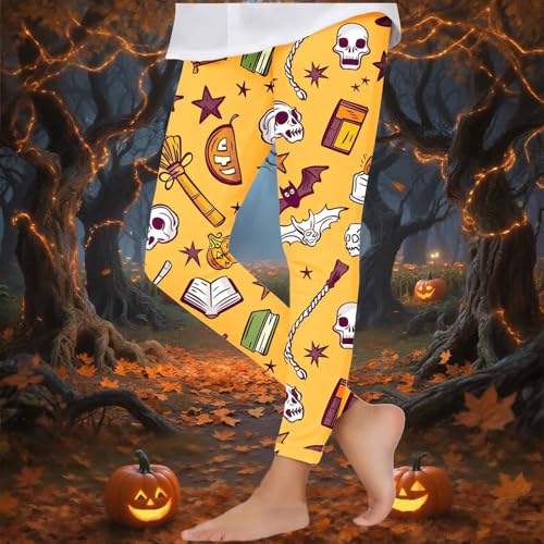 Halloween Leggings for Girls Pumpkin Ghost Bat Print Festive Toddler Tights Pants Slim Long Trousers2