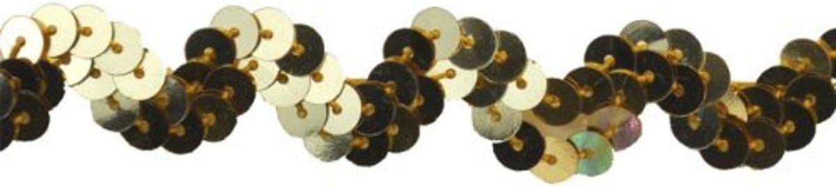 Sequin Trim 3/4-Inch Wide Polyester Non Stretch Rolls for Arts and Crafts, 25-Yard, Gold