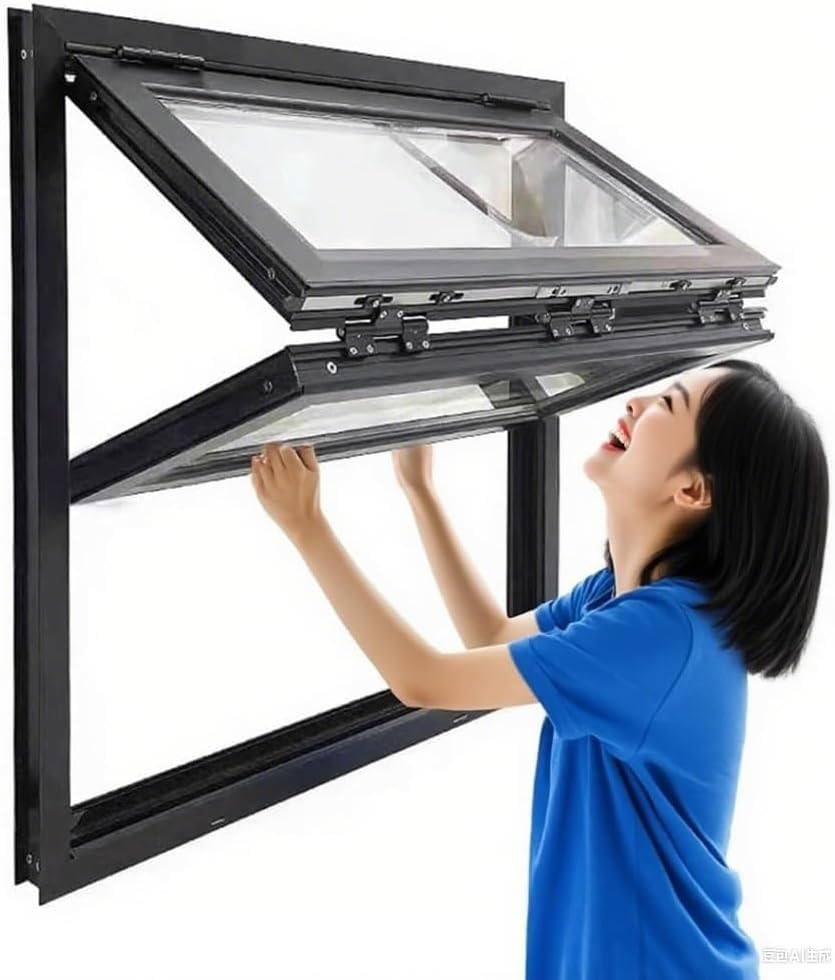 Ventana de aluminio para servicio de food trucks, ventana plegable superior e inferior con manija de bloqueo, ventana de puesto de concesión de cafetería con vidrio,39.3×27.5in/100x70cm