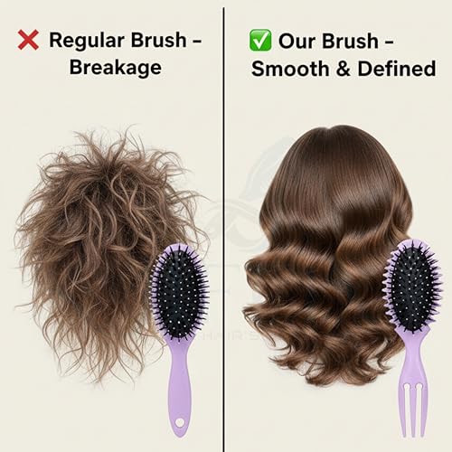 Image of Curly Hair Brush - Curl Defining & Detangling Brush for Women & Men - Boar Bristle Styling Brush for Shaping, Combing & Enhancing Natural Curls - Suitable for All Hair Types (Pastel Purple)