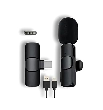 AlakhDM K8 Wireless Microphone for Type C Devices | Collar Mic for YouTube, Short Videos, and Camera Use