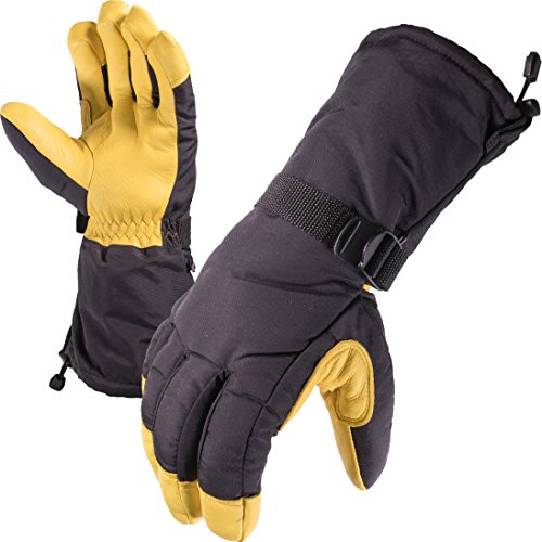 SKYDEER Waterproof Cold Weather Deerskin Leather Winter Ski Gloves (SD8648T/XL)