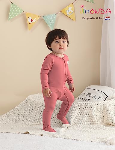 Jimonda Baby Romper Boys Girls Bamboo Pajamas 2-Way Zipper Footed Unisex Zip-Up Sleepers Sleep and Play pjs4