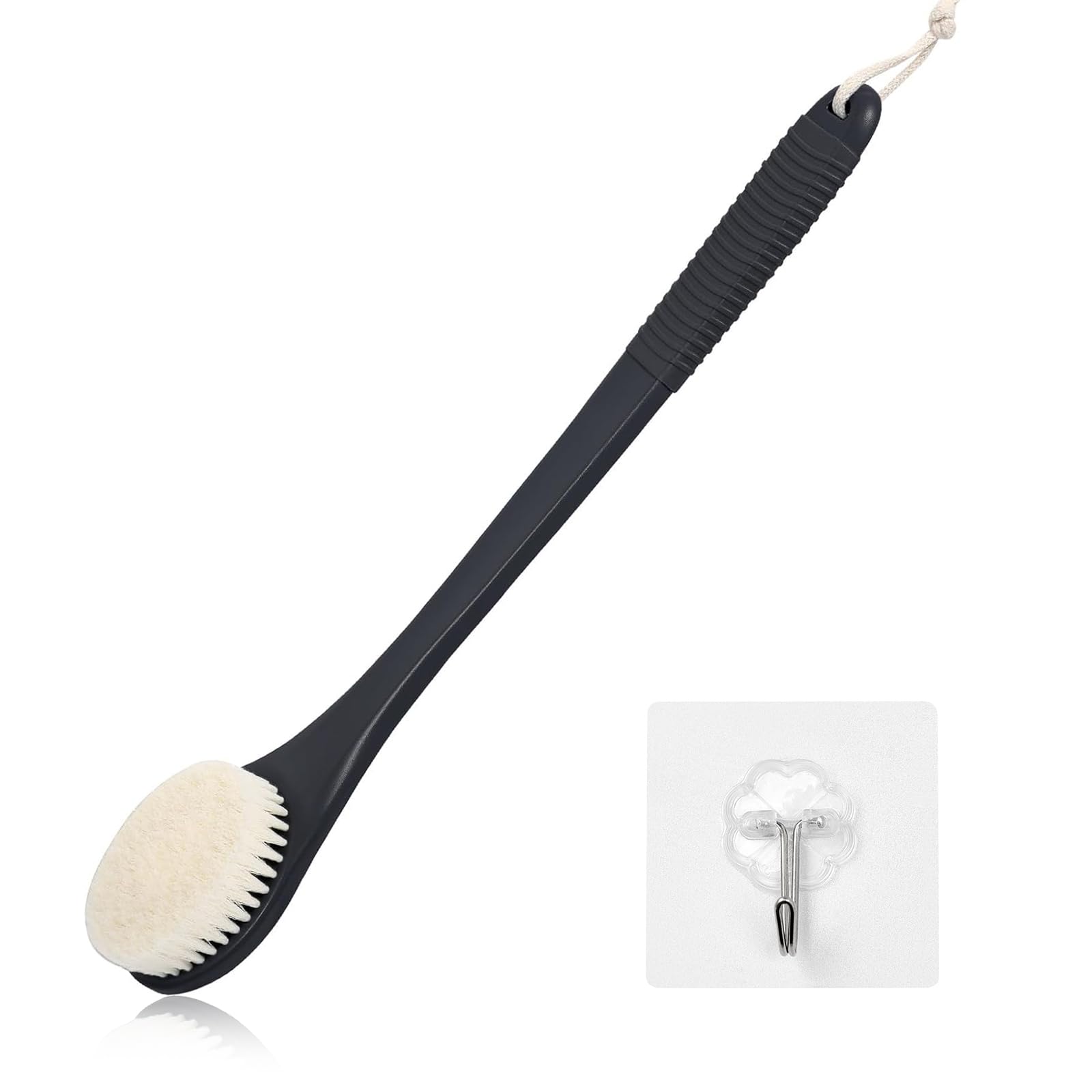 ROLIZOE 17-Inch Back Scrubber for Shower Anti-Slip Exfoliating Body Brush for Bath Gentle Back Brush for Shower for Men and Women