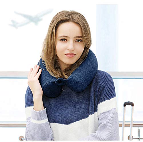 Lucear Twist Memory Foam Travel Pillow Neck, Chin, Lumbar Leg Support Traveling On Airplane, Bus, Train At Home (Navy Blue) #TOP4
