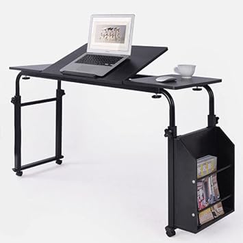 Adjustable Height Rolling Laptop Desk Cart, esk Laptop Table Rolling Laptop Cart Adjustable Computer Stand UP Cross The Bed