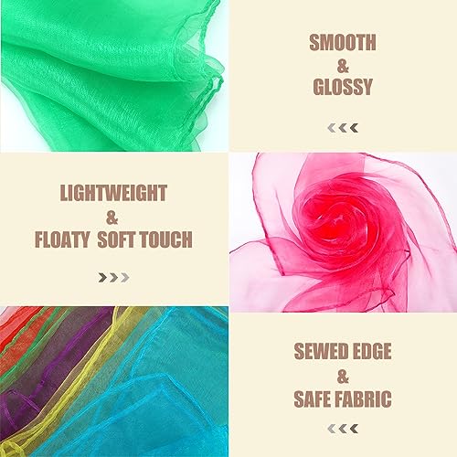 Colovis 30 Pack Dance Scarves,15 Colors Square Juggling Scarf Props Magic Trick PlayScarves Music Movement Scarf for Kids to Play with, 24 by 24 Inches - Thumbnail 4