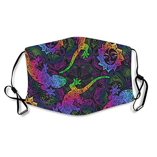 Preisvergleich Produktbild Youturnnow Gecko Eidechse Sonne Mundschutz mit Ohrschlaufen Waschbar Wiederverwendbar Staubschutz für Outdoor White OneSize