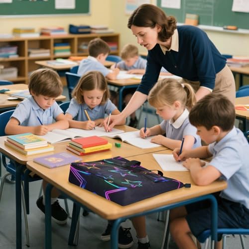 Bolsa escolar de estrellas fluorescentes para viajes y actividades de niños 4