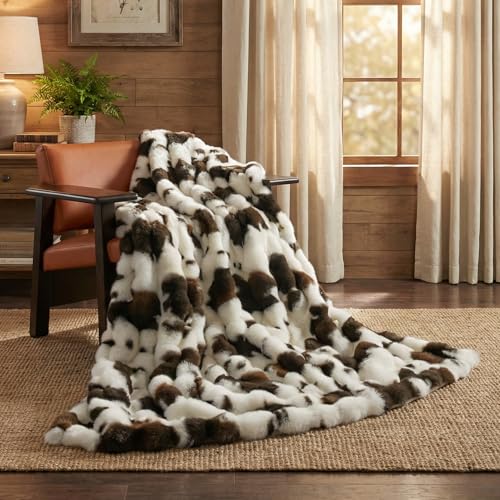 SpottedCozy Cow Print Faux Fur Throw Blanket for Couch, Ultra