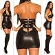 Koucla Sexy Gogo Neckholder-Minikleid im Wetlook mit Deko Schnürung One Size (Einheitsgröße)