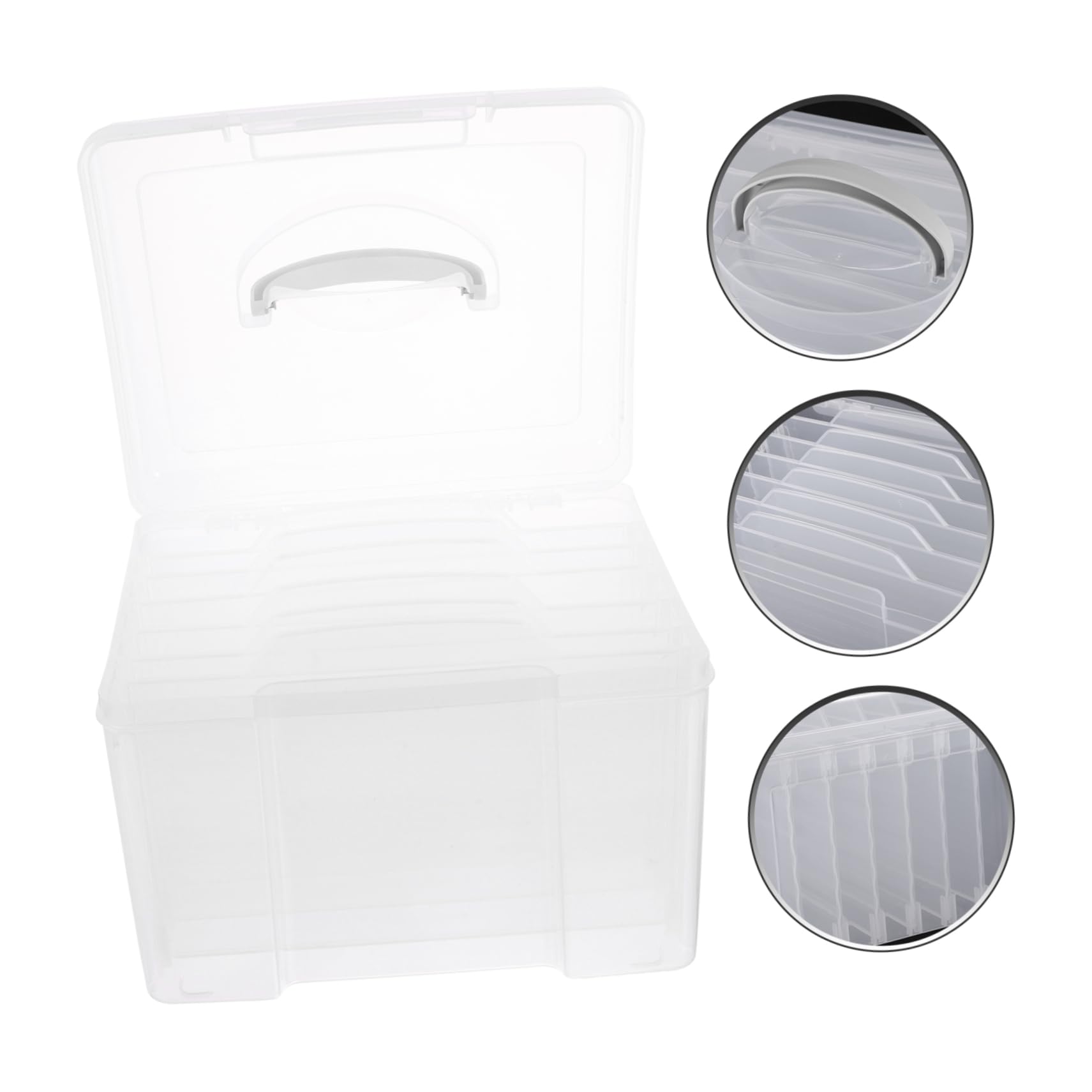 Scatola Organizer Foto 6 Scomparti Regolabili in Plastica Maniglia