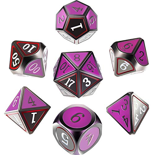 Hestya 7 Pieces Metal Dices Set DND Game Polyhedral Solid Metal D&D Dice