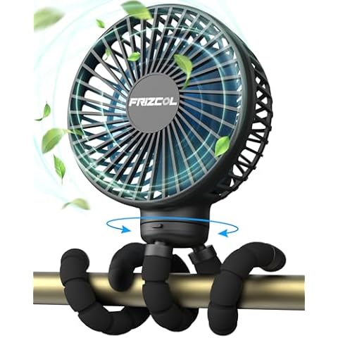 FRIZCOL Stroller Fan for Baby - Portable Fan Rechargeable - Battery Operated Fan(Use for 30Hrs) - Fan for Handheld/Clip On/Car Seat/Desk/Camping Cover