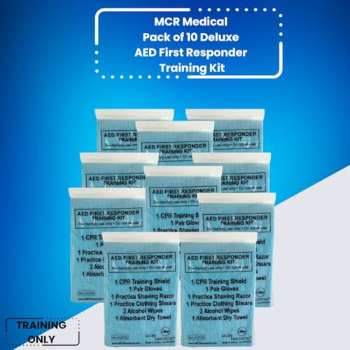 image for MCR Medical Pack of 10 Deluxe AED First Responder Training Kit with Si