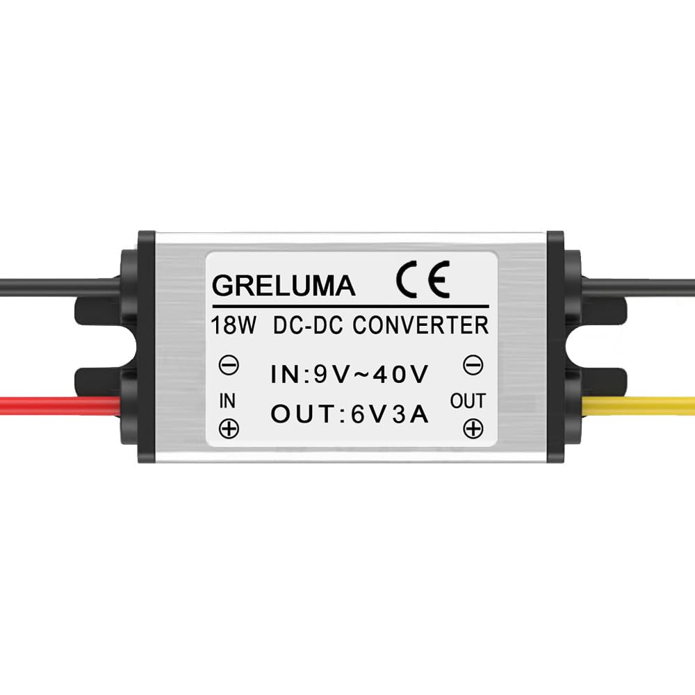 Greluma 1 pezzo convertitore di tensione step down DC 12V 24V a 6V 3A(ingressi 9-40V),riduttore di tensione del regolatore di potenza da 18W per auto sistema solare della barca del camion