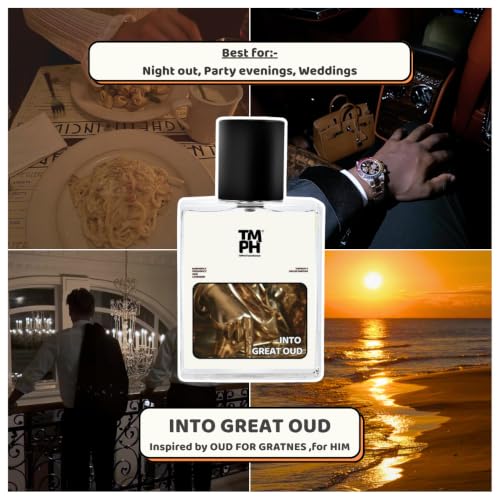 Image of TMPerfumehouse INTO Great Oud EDP for Men | Oud, Spicy & Long Lasting Perfume Spray | Freshspicy, Warmspicy & Lavender Fragrance | Luxury Gift for Him | TMPH | 50ml
