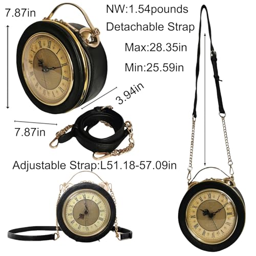 Image of Women PVC Clock Shaped Handbag Crossbody Shoulder Bag Clock Purse