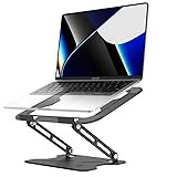Deflecto Folding Adjustable Height Metal Laptop Stand with Open Vented Platform suitable for Laptops up to 17" in Black
