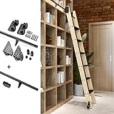 KHLMSRXJ Riel de Escalera corredizo, herrajes para Puertas corredizas de Granero, Kit de riel corredizo, herrajes para Puertas corredizas de Madera, Kit de Armario, Sistema de riel de escal