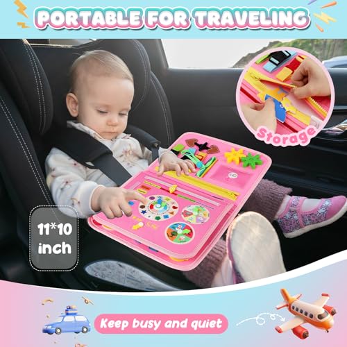 URMYWO Toddler Busy Board - Busy Book Montessori Toys Ages 3 and up - Preschool Learning Activities with Alphabet Number Animal, Educational Travel Toys Birthday Gifts for Kids - Image 4