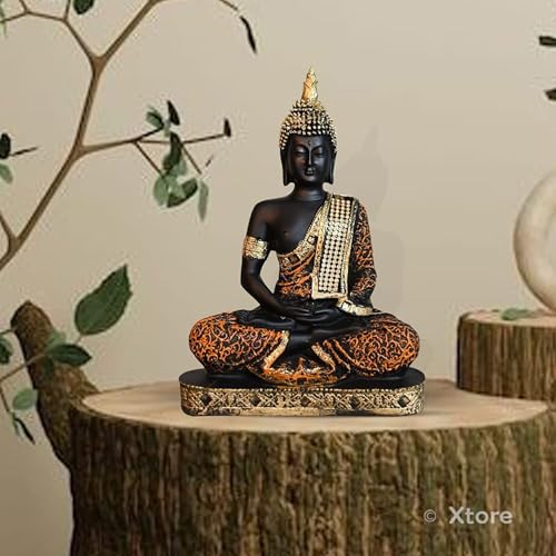 Image of Beautiful Resin Meditating Buddha Statue for Home Decor (Pack of 1, Red & Black)