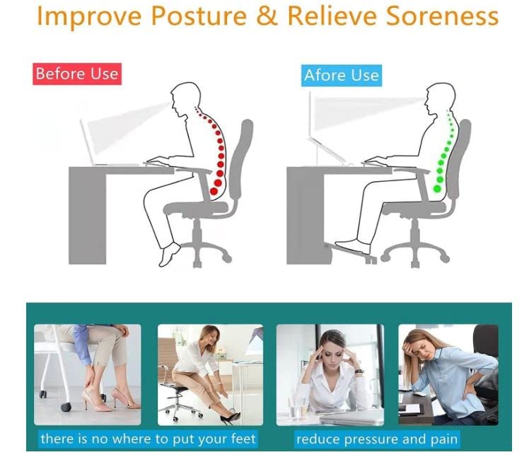 Adjustable Foot Rest for Under Desk at Work, Office Chair Foot Rest with Massage Surface, 6 Height Adjustable, Ergonomic Tilted Foot Stool for Desk at Work for Home, Office Adjustable Foot Rest for Under Desk at Work, Office Chair Foot Rest with Massage Surface, 6 Height Adjustable, Ergonomic Tilted Foot Stool for Desk at Work for Home, Office