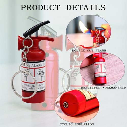Encendedor con forma de extintor rojo recargable miniatura 7