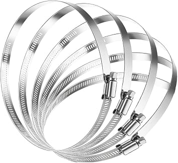 Hose Clamps - Stainless Steel Hose Clamps - Worm Gear Clamps for Fuel Line, Plumbing, Automotive, Mechanical Applications, Pipe, Tube, Radiator, Garden - 5 Pack