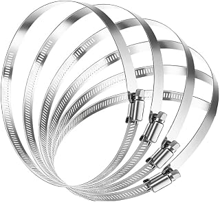 4 Pack Open Ended Hose Clamps - 4" (Diameter) Adjustable 304 Stainsless Steel Duct Clamps Hose Clamp Pipe Clamp Air Ducting Clamp worm drive hose clamps (91mm - 114mm) - BEAU-5042