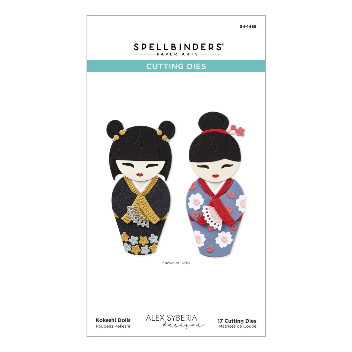 Matrici intagliate a forma di bambole Kokeshi dalla collezione Spring in Kyoto di Alex Syberia Designs