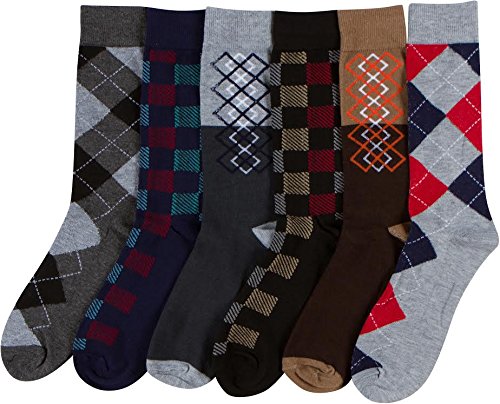 Sakkas Men's Crew High Patterned Colorful Design Dress Socks Asst Value 6-Pack2