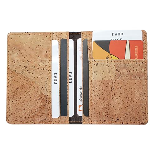 boshiho Credit Card Holder, Vegan Cork Ultra Slim Wallet ID Card Case Unique Vegan Gift (Tan)2