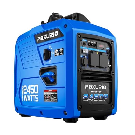 POXURIO 2450-Watt Portable Inverter Generator for Camping & RV, 1.6 Gallon Gas Tank for 8.3 Hours Use, 120V Gas Powered Generator Ultra-Quiet Operation, EPA Compliant