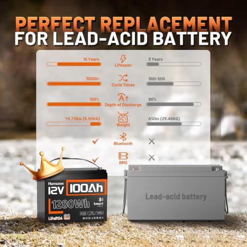 Image of 2 Pack 12V 100Ah LiFePO4 Lithium Battery with Bluetooth (Group 24) | 15000+ Deep Cycles, Built-in 100A BMS & Low-Temp Protection, Max. 1280Wh Energy for RV /Boat /Off-Grid /Solar System /Home Backup
