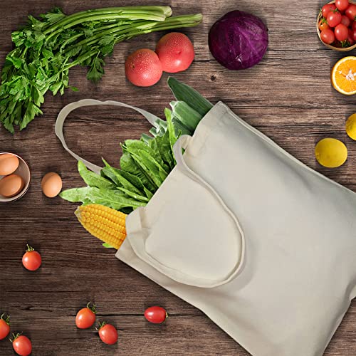 E&EY 3 Pack heavy duty Canvas Tote Bag Bulk Blank Reusable Bag for Shopping DIY Crafts (Beige)