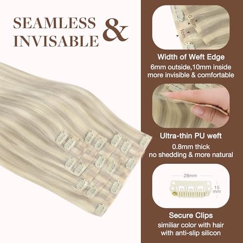 Image of GOO GOO Seamless Clip in Hair Extensions Real Human Hair Remy Extensions