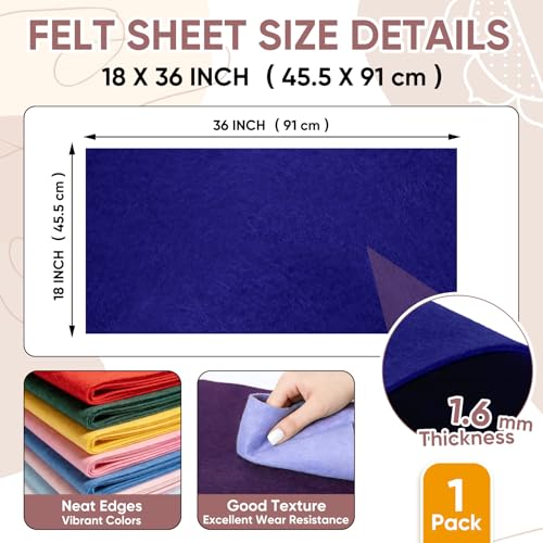 Image of Soft Felt Fabric Sheet 18 inch x 36 inch, 1.6mm Acrylic Craft Felt, Royal Blue