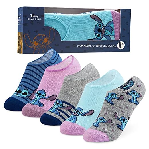 Disney Calcetines Tobilleros Mujer de Stitch, Pack de 5 Pares de Calcetines Invisibles Mujer, Regalos Originales Para Mujer